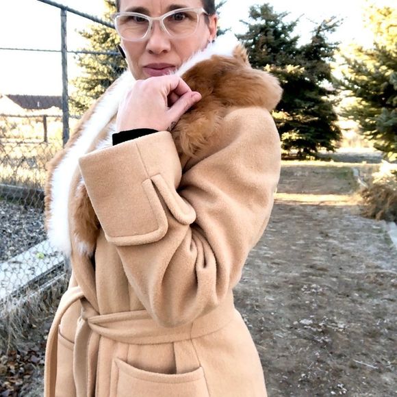 Stunning Vintage Ladies Coat Jackie Kennedy Style Faux Fox Fur Penny Lane - Picture 11 of 15